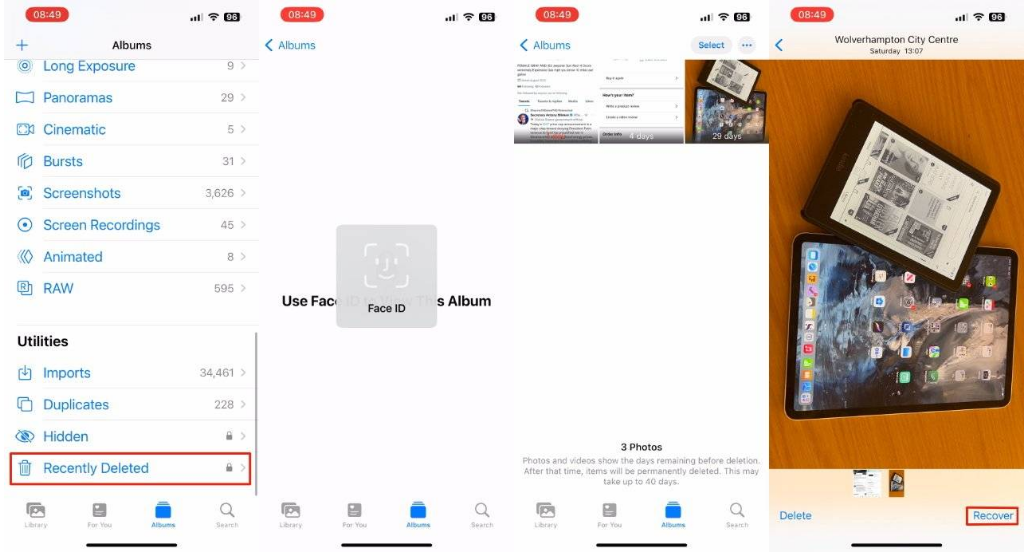 加茂镇苹果14维修分享 iPhone14 上恢复已删除的照片 